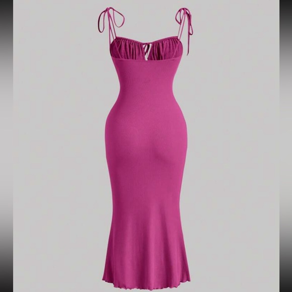 New Sexy Pink Cami Midi Dress - Picture 2 of 7